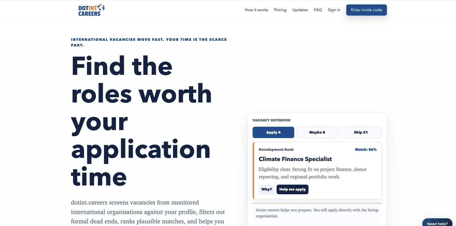 The dotint.careers public website is now live